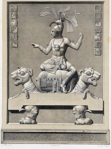 Un rey en un sofá - en "Monumentos Antiguos de México: Palenqué y Otras Ruinas de la Civilización Antigua de México" por Brasseur de Bourbourg, París de Unknown artist