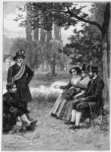 Un domingo en los Wends - grabado de 1897 de Unknown artist