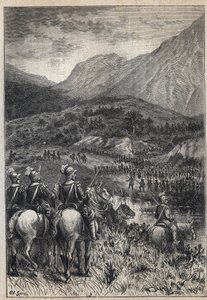 Un campo de batalla - ilustración del siglo XIX para la novela histórica “Los Puritanos de Escocia” (Vieja Mortalidad) de Walter Scott (1771-1832) de Unknown artist