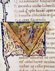 Un apicultor y sus colmenas (miniatura) de Unknown artist