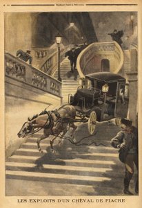 Un caballo de carruaje, abandonado por su cochero, se adentra en las escaleras de la Rue d