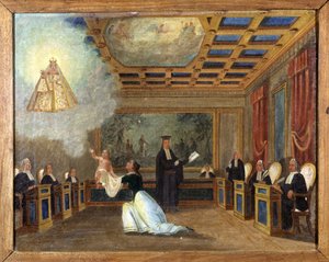 Un niño llevado ante un tribunal - exvoto de Notre Dame de Laghet de Unknown artist