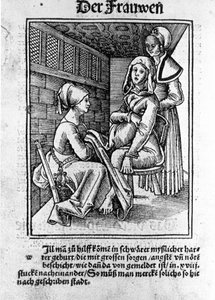 Un parto. Xilografía de Konrad Merkel después de “Der swangern frawen und hebammen Rosengarten”, Hagenau de Unknown artist