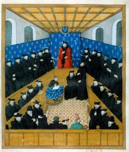 Un tribunal de justicia en el siglo XV. Miniatura. París, B N de Unknown artist