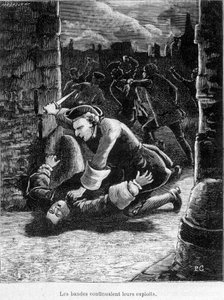 Una pelea entre bandas rivales - Cartucho atacando a un hombre de Unknown artist