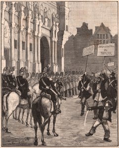Un grupo de socialistas manifestándose contra las reformas de Luis Napoleón Bonaparte, 1849 en el Campo de Marte, París