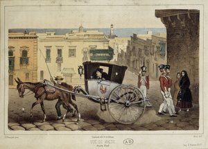 Un enganche en las calles de Malta - grabado