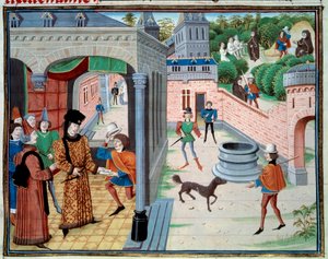 Un mensajero. Miniatura del manuscrito Renaud de Montauban o Los cuatro hijos Aymon de Loyset Liedet. Siglo XV. Biblioteca del Arsenal, París de Unknown artist