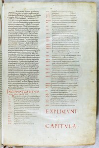 Una página de la Biblia del siglo XI con el capítulo incipit del Libro del Génesis