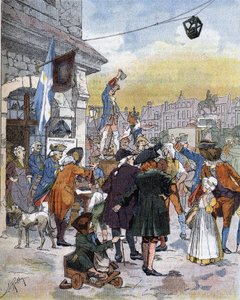 Una escena de reclutamiento en el siglo XVIII, una ilustración de finales del siglo XIX