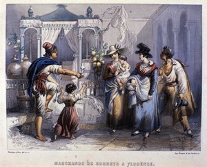 Un vendedor de sorbetes en Florencia. Litografía alrededor de 1820 de Unknown artist