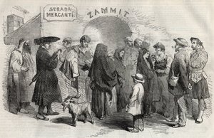 Una calle en La Valeta en la isla de Malta en 1857