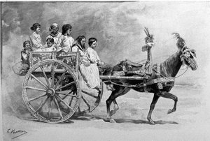 Un carro tradicional siciliano. Grabado del siglo XIX