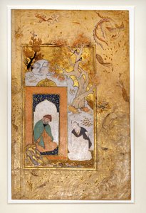 Un joven visita un dervich (gouache y oro sobre papel) de Unknown artist