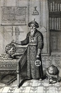 Adam Schall, astrónomo (1592-1666) con traje de mandarín en el Observatorio de Pekín, en “China” de Athanase Kircher (o Athanasius Kircheri) de Unknown artist