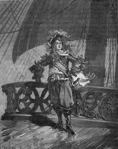 Almirante Tourville (Anne Hilarion de Costentin (Cotentin), Conde de Tourville (1642-1701). en el barco “Soleil Royal”. Grabado del siglo XIX. En “Historia de Francia” por Jules Michelet