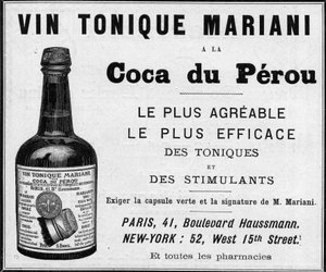 Publicidad de 1889 para el "Vino tónico Mariani a la coca del Perú" (Cocaína) de Unknown artist