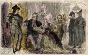 Agnès Sorel (1422-1450) en la corte de Carlos VII - Agnès Sorel en la corte de Carlos VII - grabado en "Diccionario popular ilustrado" - 1864 - por Joseph Decembre y Edmond Allonier - de Unknown artist