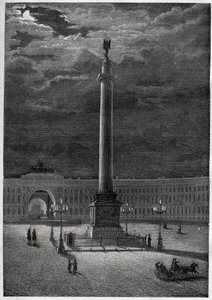 Columna de Alejandro en San Petersburgo, Rusia - La Columna de Alejandro en San Petersburgo - grabado de 1870 de Unknown artist