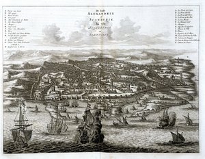 Vista de Alejandría desde el mar - grabado por Dapper de Unknown artist