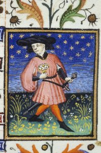 Representación alegórica de abril - Un hombre recogiendo margaritas de Unknown artist