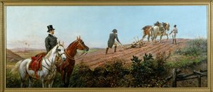 Alegoría que representa a Napoleón arando bajo la supervisión de su sirviente negro en Santa Elena, óleo sobre lienzo de Olivier Pichat (1825-1912) de Unknown artist