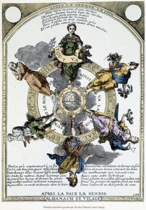 Almanaque de aldea “Después de la guerra, la paz, después de la paz, la guerra”: armario sostenido en el campo y diseñado en un sentido de filosofía suave para despertar en las masas el espíritu de resignación ante las miserias del tiempo - siglo XVII de Unknown artist