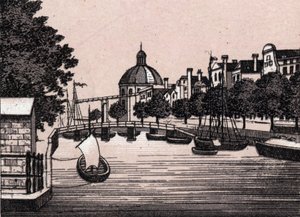 Ámsterdam, Holanda: vista del Canal Singel. en “El mundo ilustrado 168 vistas” Sin fecha (finales del siglo XIX)