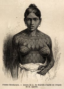 Una mujer india Mondurucu (o Mundurucu), una tribu del estado de Pará, en la región del río Tapajós de Unknown artist