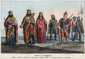 Antiguo rey de Hungría - Atila (ca. 395-453) - Bela I el Campeón o el Sabio (Bela I arpad conocido como Bela el Bisonte o Bela el Campeón, ca. 1015-1063) - Alberto I de Alemania (Alberto I de Habsburgo) de Unknown artist