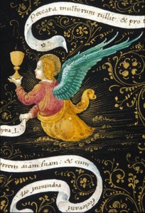 Ángel con un cáliz. Miniatura de Belbello da Pavia de Unknown artist