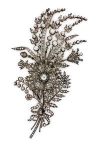 Broche floral de diamantes antiguo, c.1885 de Unknown artist