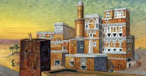 Arquitectura árabe: "view of a house typical of the town of Sana