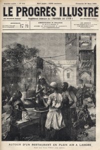 Alrededor de un restaurante al aire libre en Lahore, Pakistán - portada de “El progreso ilustre” de marzo de 1899