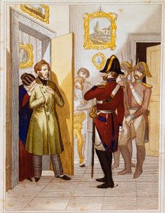 Arresto del patriota Federico Confalonieri (1785-1846), por tropas italianas. Grabado del siglo XIX Museo del Risorgimento, Roma de Unknown artist
