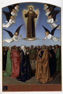 Ascensión de Cristo (Ángeles, José, la Virgen), s.f. de documento del siglo XVI de Unknown artist