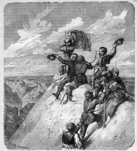 Ascensión del Illimani (6.439 m) (Nevado Illimani, pico de París) por Charles Wiener (1851-1913) explorador y diplomático francés y sus compañeros - grabado en “journal des voyages” 1887 de Unknown artist