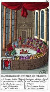 Asamblea del Concilio de Trento (1545-1563), grabado de 1706. de Unknown artist