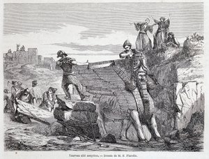 Toro alado asirio en el sitio de Nínive - en “Tour du monde” 1er sem. 1863