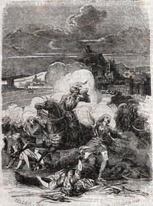 Astolfo hace huir a las mujeres homicidas - grabado de 1851 de 