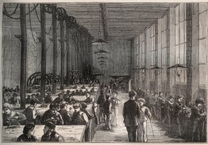 Atelier du fer - Escuela municipal de aprendices del boulevard de la Villette en París en 1875 - grabado de Unknown artist