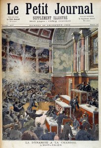 Ataque en la Cámara de Diputados. Explosión causada por una bomba colocada por el anarquista Auguste Vaillant (1861-1894) - en "Le Petite journal", 23/12/1893 de Unknown artist