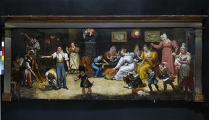 Por el buen padre. Cartel de tapicero-decorador. Calle Mouffetard, distrito 5, París, hacia 1825 (cartel) de Unknown artist