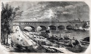 Viaducto de Auteuil (Puente del Point du Jour) en 1867 de Unknown artist