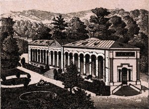 Baden Baden, Alemania: vista de la Columnata. En "El Mundo Ilustrado 168 vistas". Sin fecha (finales del siglo XIX). de Unknown artist