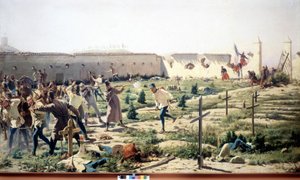 Batalla de Solferino, Lombardía, enfrentando a los ejércitos franco-sardos y austriacos el 24 de junio de 1859. Museo del Risorgimento. Milán de Unknown artist