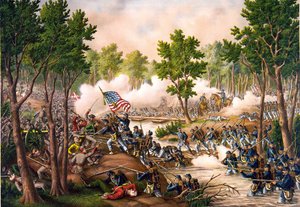 Batalla de Spottsylvania entre el 8 y el 18/05/1864. Grabado de 1888.