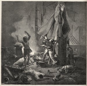 Batalla del Nilo - Batalla de Aboukir - muerte de Luce y Giocante de Casabianca (Luc-Julien-Joseph Casabianca) de Unknown artist