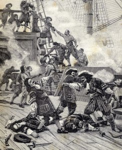 Batalla en un barco - Jean Bart de Unknown artist