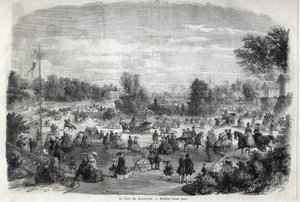 Hermosos días en el Bois de Boulogne en París. Grabado en “The Illustrious Universe” de Unknown artist